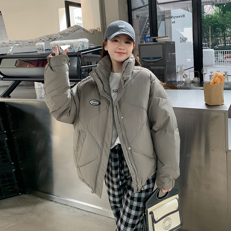實拍2023張貝貝ibell 同款寬鬆外套女設計感立領短款羽絨服棉服女