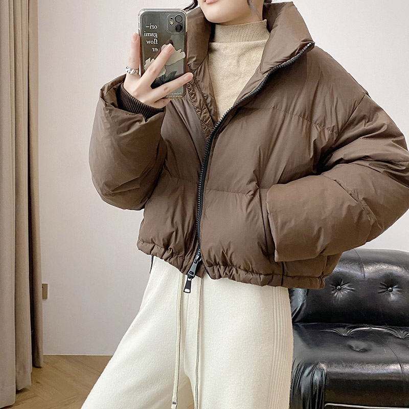 2023冬季新款小個子短款羽絨服時尚立領棉服麵包服女外套棉衣