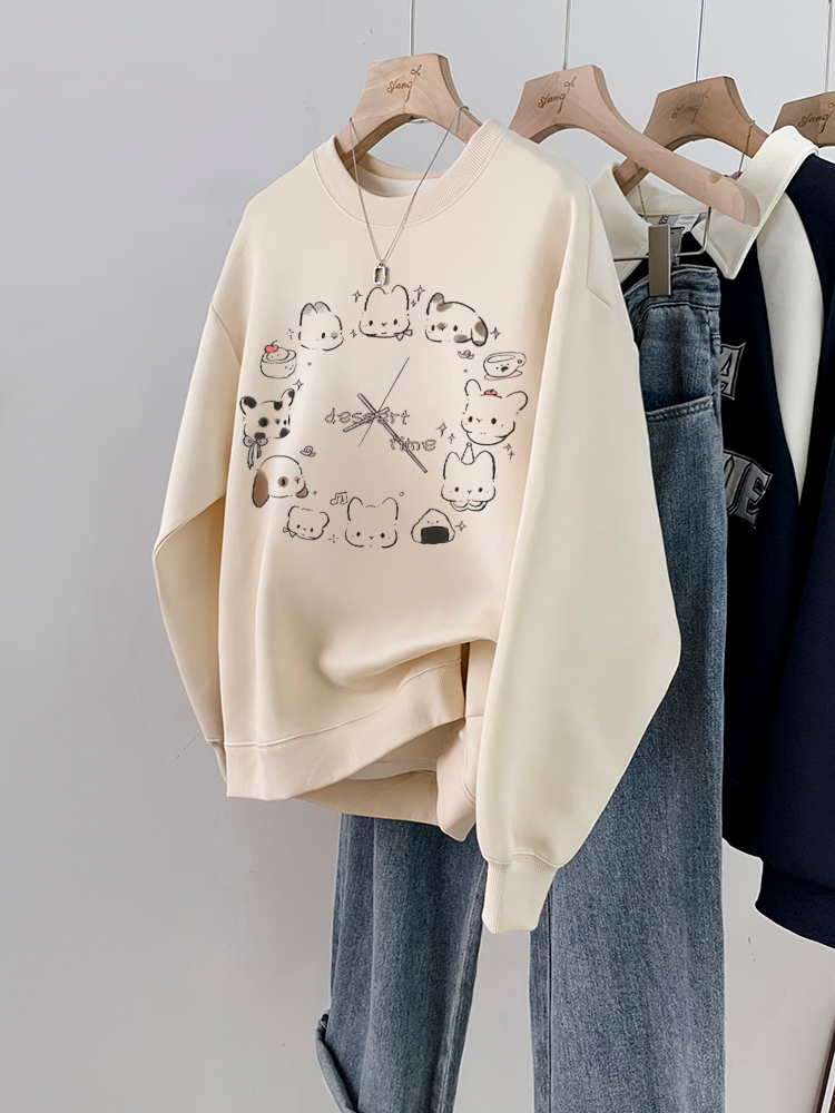2023年新款寬鬆學生裝 加絨250g / 大衛衣圓領秋冬款衛衣女加絨