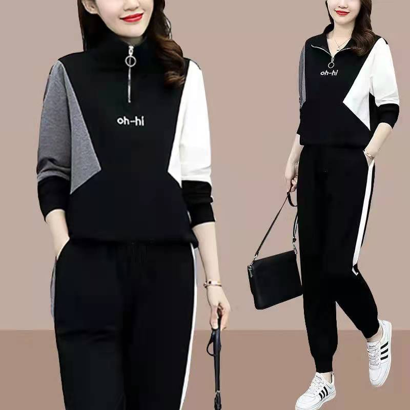 Spring Sports and Leisure Suit 2023 New Female Spring and Autumn Internet Celebrity Two-piece Set Fashionable and Western Style to Reduce Age and Look Slim
