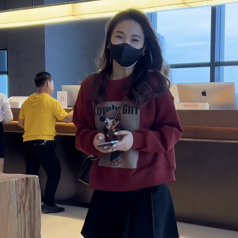 加絨衛衣女秋冬新款韓版時尚寬鬆卡通小個子短款上衣潮