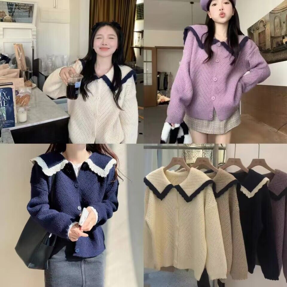High quality Korean autumn and winter temperament gentle lapel sweater loose slimming cardigan soft waxy sweater for women