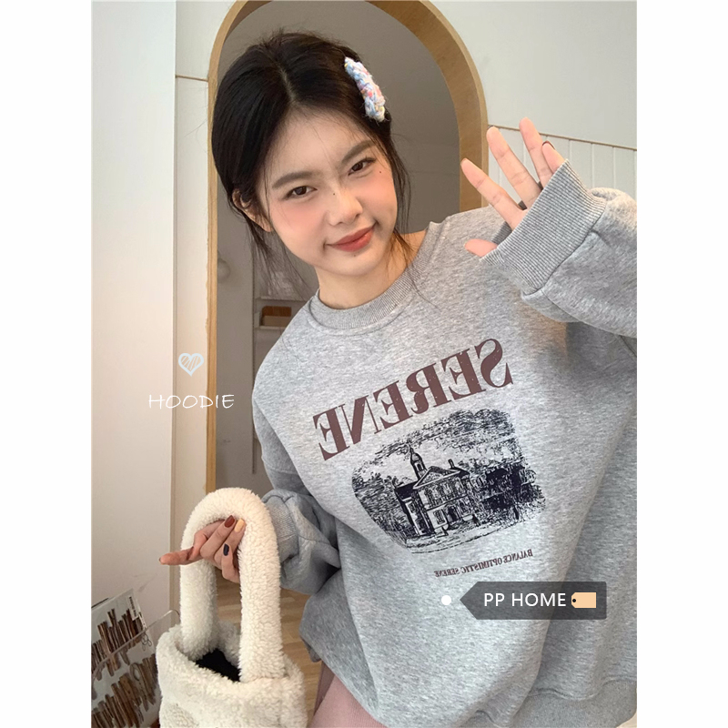 250g plus fleece / David's round neck autumn and winter sweatshirt for women plus fleece