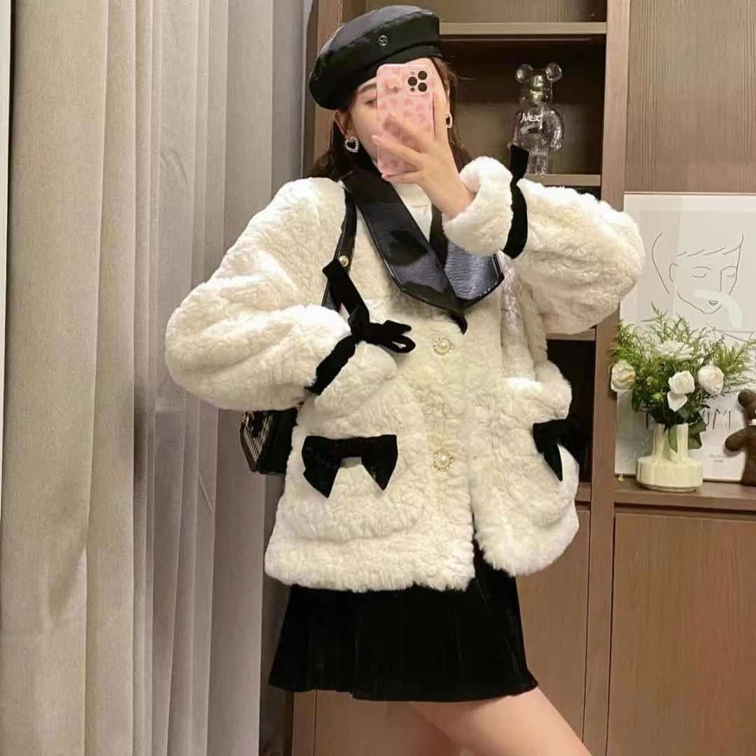 Xiaoxiangfeng imitation rabbit fur autumn and winter new lamb fur short coat with thick cotton, versatile, slimming and temperament for women