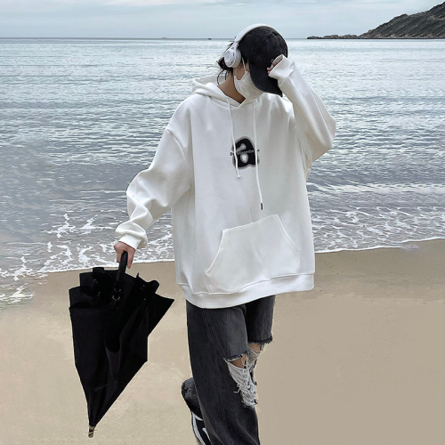 Official picture of spring and autumn American retro oversize hooded sweatshirt for women in winter plus velvet niche trendy brand tops and jackets