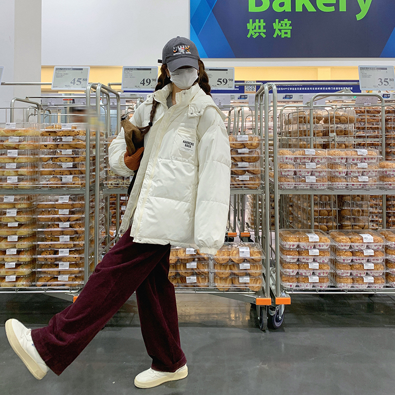 實拍2023楊泡泡加厚麵包服棉衣女冬季新款學生寬鬆外套羽絨服女