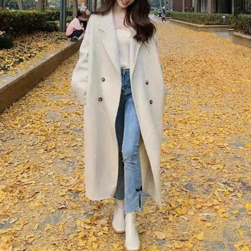双面羊毛大衣女年新款秋冬季中长款韩版大码宽松毛呢子外套厚