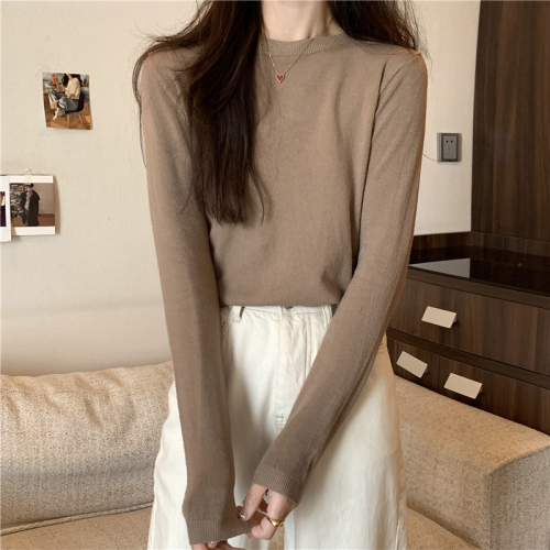 Real shot of the new autumn and winter must-have loose pullover long-sleeved sweater women's base top