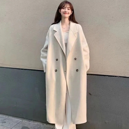 双面羊毛大衣女年新款秋冬季中长款韩版大码宽松毛呢子外套厚