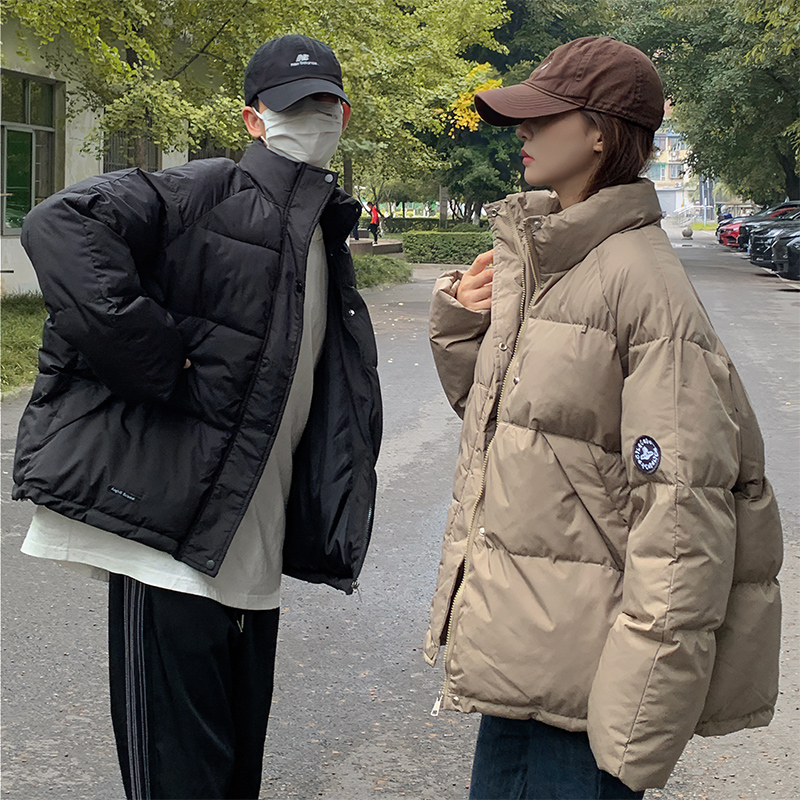 實拍情侶款2023新款飛行衝鋒衣羽絨棉服工裝夾克女短款寬鬆棒球服
