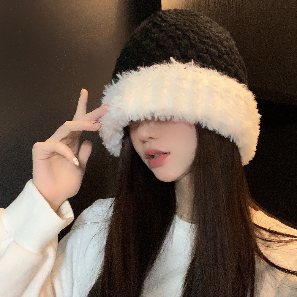 實拍~帽子女冬款毛絨加厚保暖地主帽韓版百搭毛線帽盆帽冬