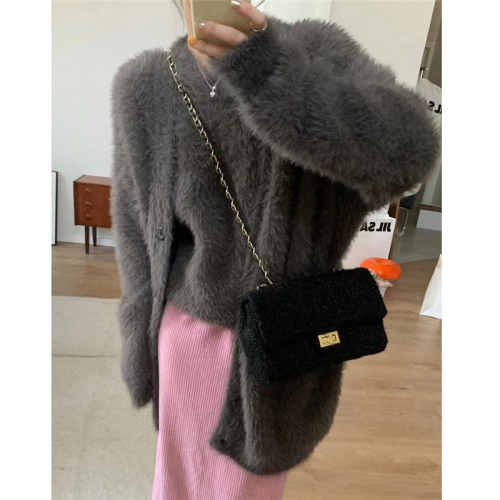 New autumn and winter imitation mink cardigan and vest two-piece set soft and waxy Korean style skin-friendly lazy style women's sweater
