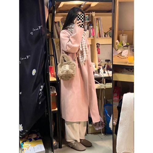 Woolen coat for women  autumn and winter new woolen coat Hepburn style small person high-end Korean style