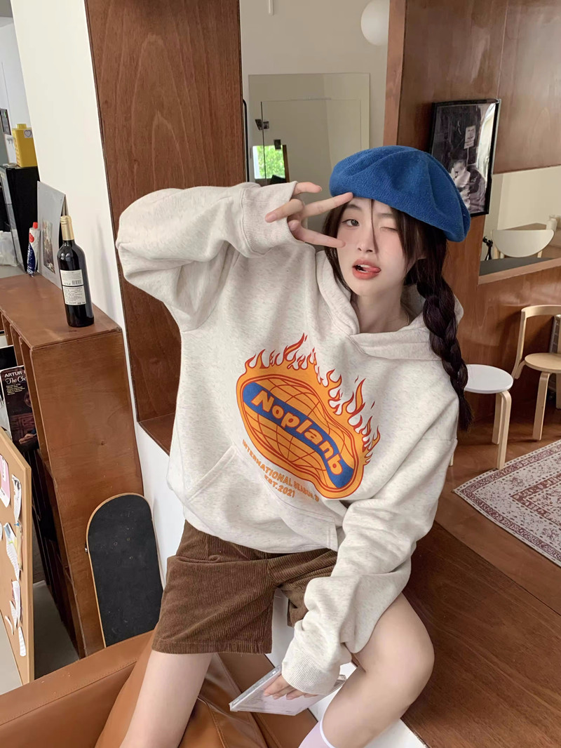 2023 new fashion casual women's clothing fleece 250g / large sweatshirt hooded autumn and winter sweatshirt for women plus fleece