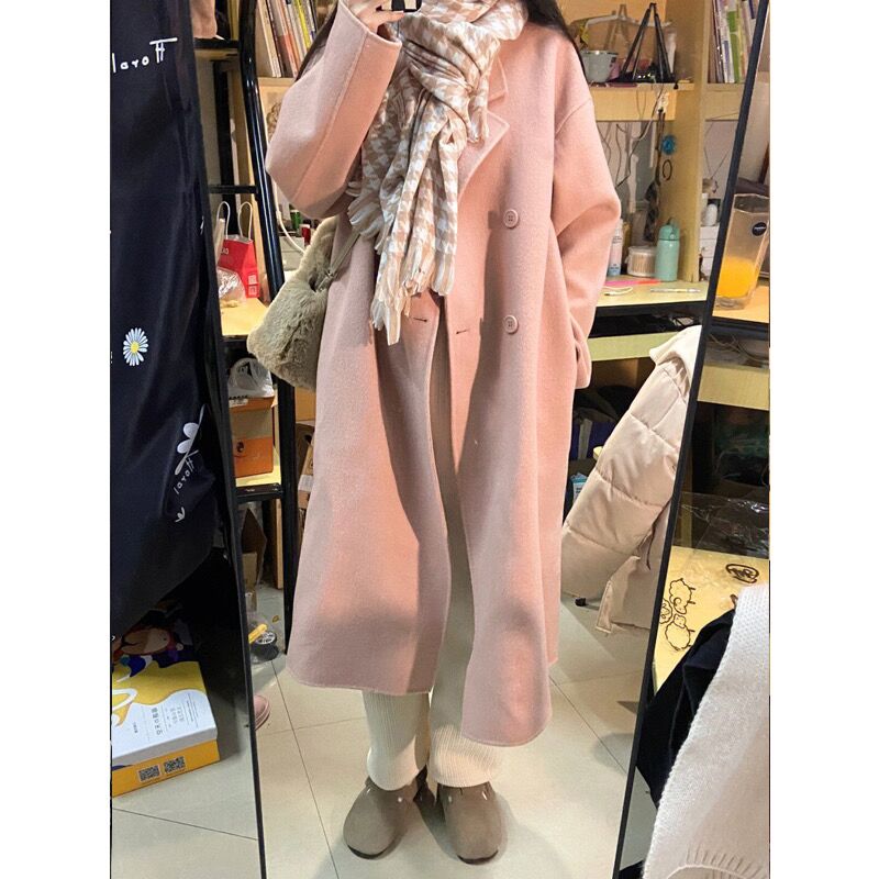 Woolen coat for women 2023 autumn and winter new woolen coat Hepburn style small person high-end Korean style