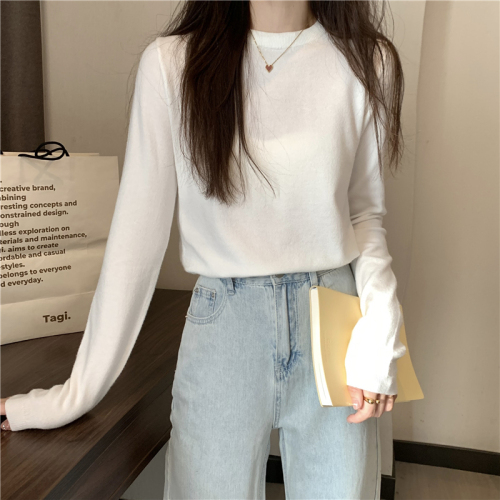 Real shot of the new autumn and winter must-have loose pullover long-sleeved sweater women's base top