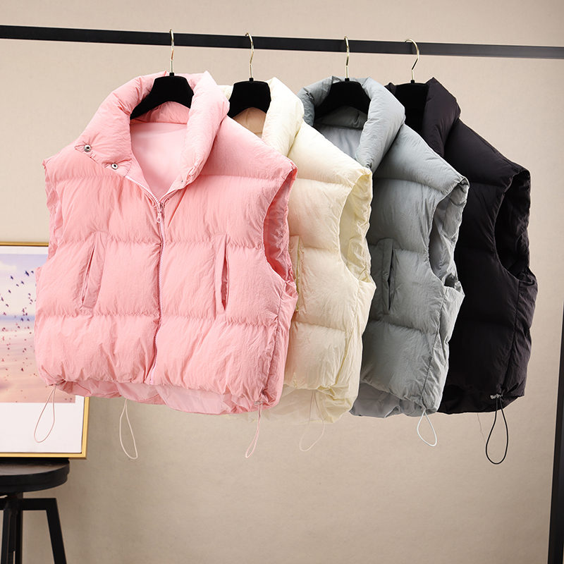 韓國2023秋冬新款復古羽絨服馬甲女小眾設計字母潮酷可愛減齡背心