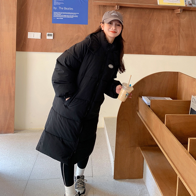 Actual shot of 2023 new cotton-padded coat, thickened coat, down-padded coat, women's mid-length Korean style loose ins Hong Kong style cotton-padded jacket