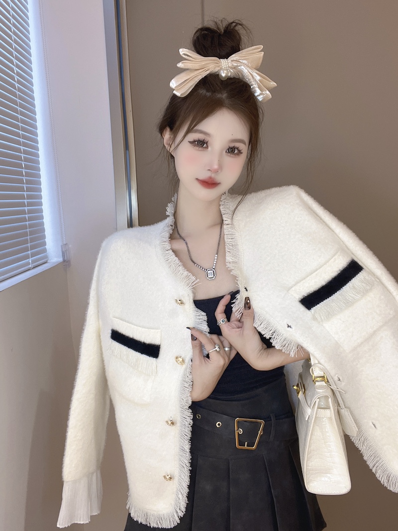 實拍 小香風高級感短款毛衣外套女新款春秋法式名媛氣質上衣