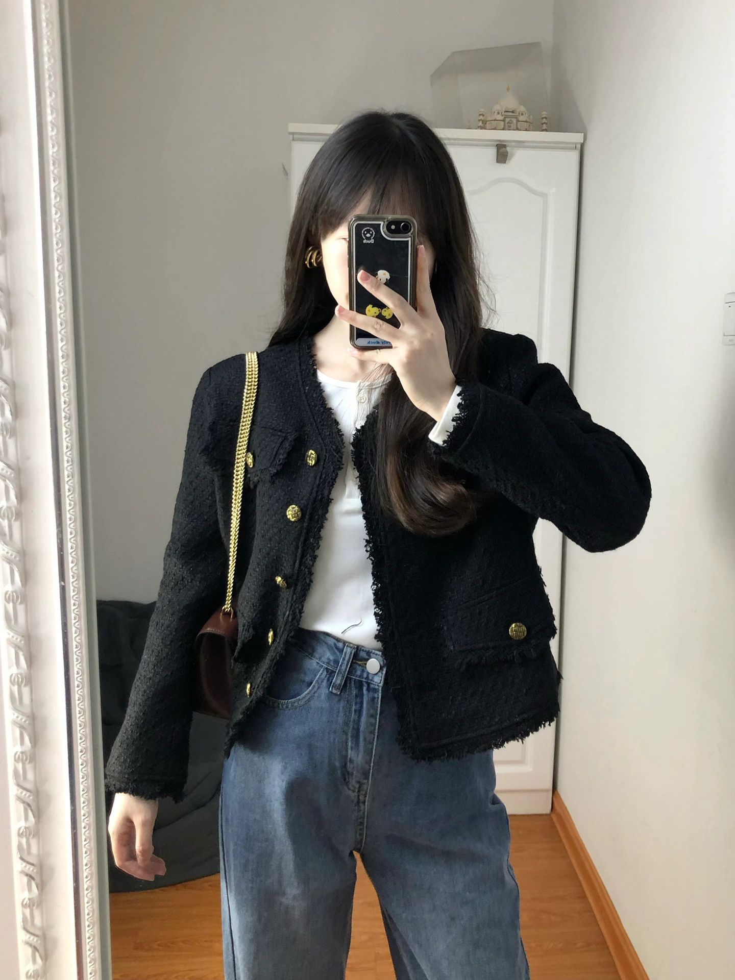 法式名媛黑色小香風外套女短款顯瘦高級百搭氣質秋季上衣2023新款