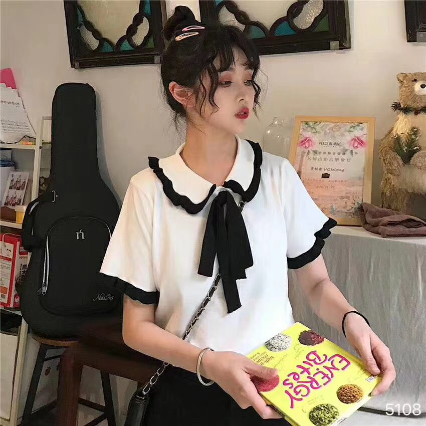 2023學院風甜美清純女裝可愛針織少女夏季顯瘦上衣