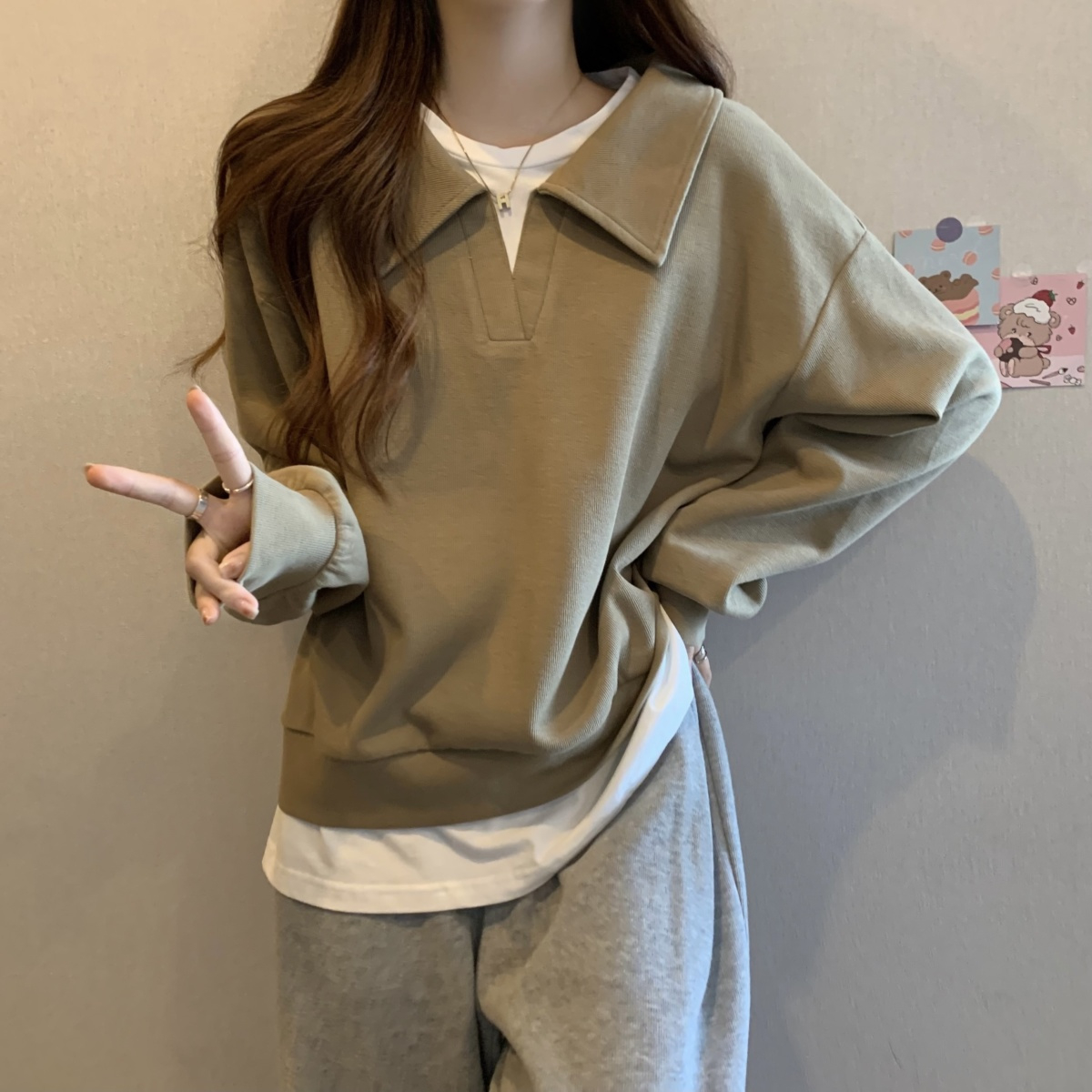 300克仿棉華棉複合牛奶絲  200斤胖mm大碼女裝秋冬寬鬆假兩件衛衣