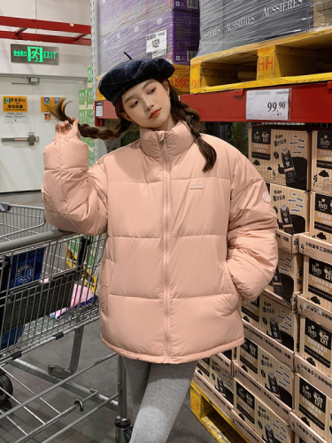 Actual shot of  new fashionable casual bread coat, down cotton coat, high collar women's Korean style loose coat for small people