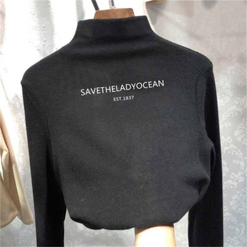 ins超火德絨半高領打底衫女秋冬加絨加厚修身顯瘦內搭上衣長袖t恤