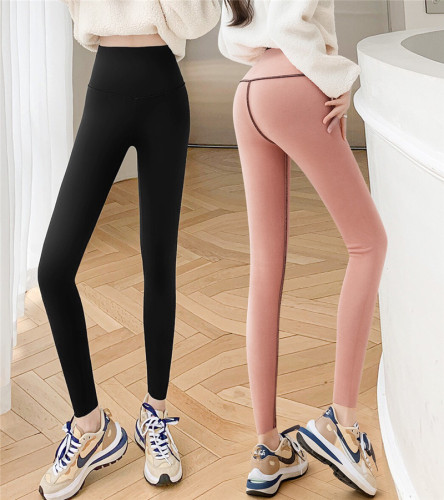 Real auction price~Autumn and winter velvet leggings for outer wear high waist large size tight pink velvet Barbie pants shark pants for women