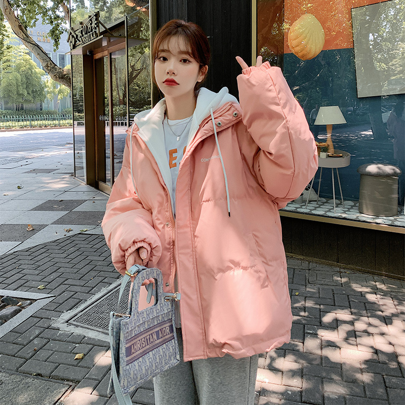 2023 Winter Down Jacket Women's New Thick Cotton Clothes Internet Celebrity Korean Version Fake Two Pieces Loose Cotton Clothes