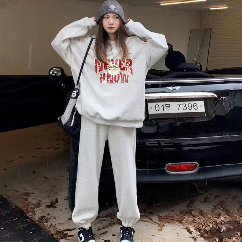Suit women's 2023 autumn and winter new casual fashion loose sports young two-piece suit