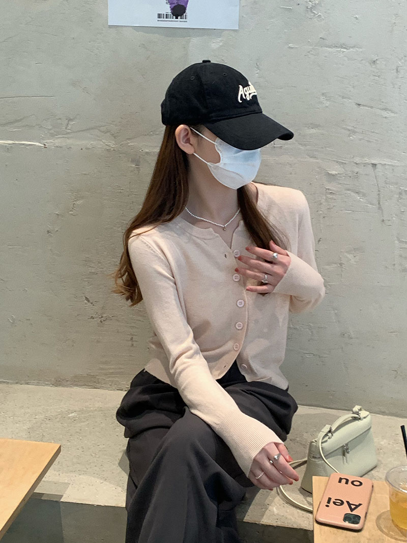 實拍 秋冬韓版簡約純色百搭圓領針織衫開衫安迪絨毛衣上衣