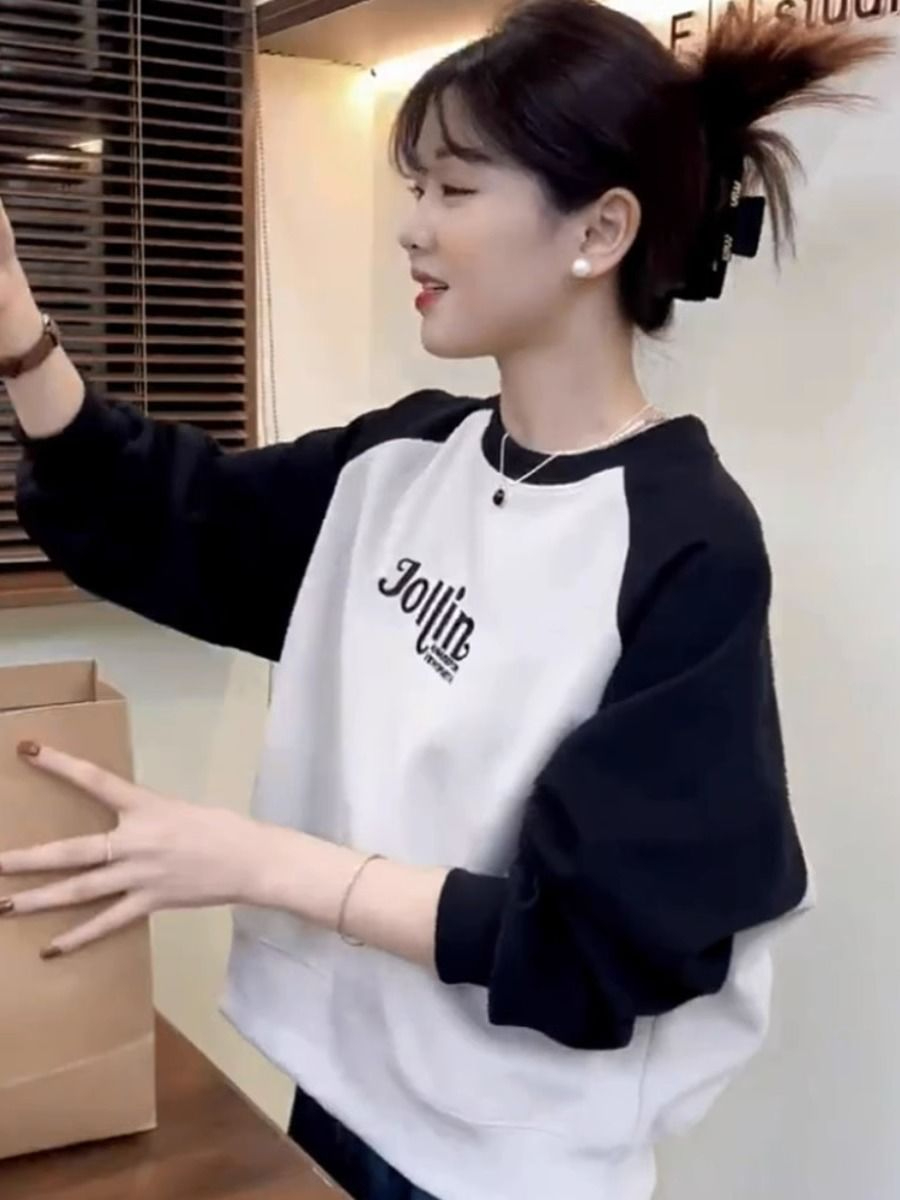華棉複合穿搭上衣2023秋季新款女裝今年流行歐貨小個子衛衣