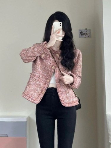 Xiaoxiangfeng short jacket women's spring wear  new niche high-end temperament light mature style tweed top early autumn