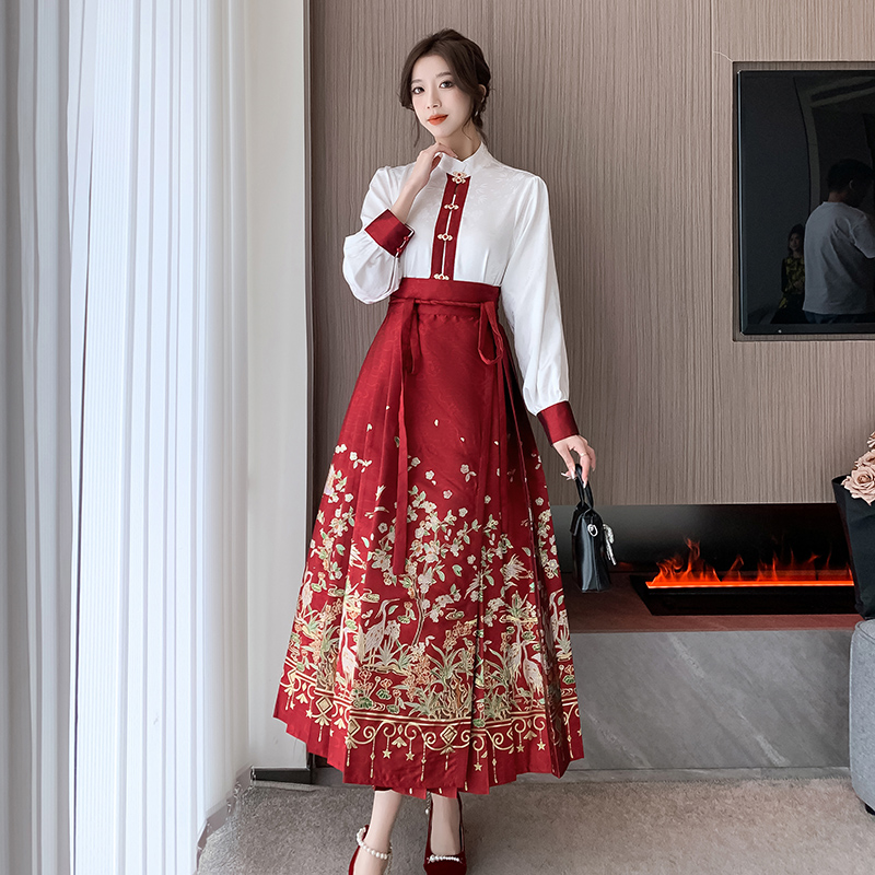 實拍紅色馬面裙婚服敬酒服新娘套裝2023新款小個子新中式國風訂婚