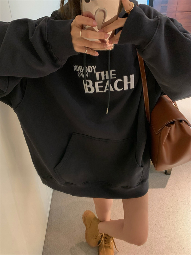 250g fleece hooded autumn and winter sweatshirt for women with fleece