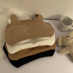 Real shot of long autumn and winter double-sided brushed self-heating thermal underwear for women with chest pads bottoming shirt plastic vest