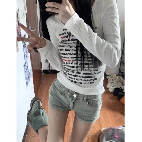 春秋新款美式辣妹長袖t恤女韓版修身顯瘦百搭小眾短款上衣潮