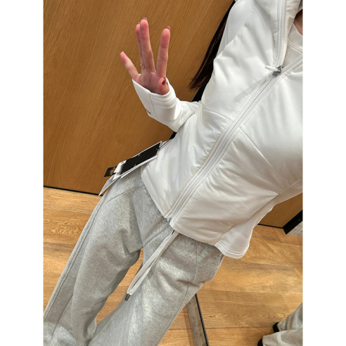 Lulu Yoga Pants Scuba Women's Mid-Waist Wide Leg Pants  Autumn/Winter Loose Slimming Drawstring Straight Leg Pants