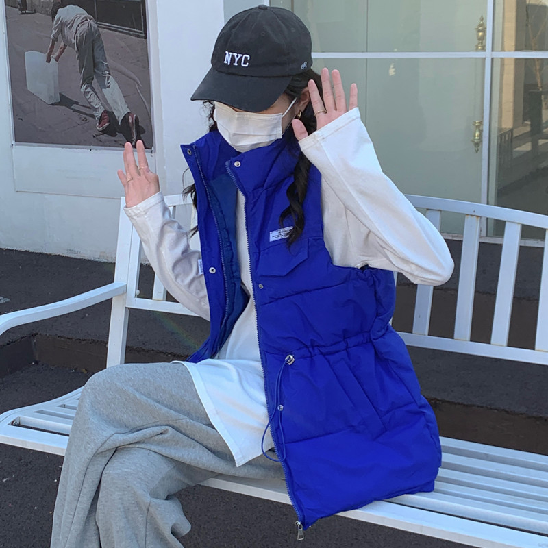 網紅新款羽絨棉馬甲女冬季寬鬆中長款連帽馬夾坎肩保暖背心外套