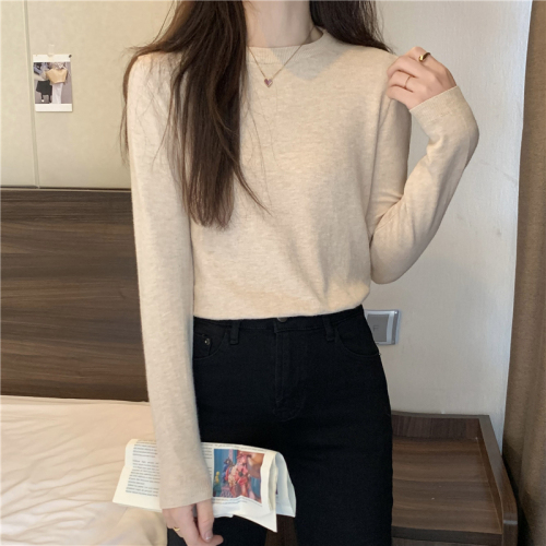 Real shot of the new autumn and winter must-have loose pullover long-sleeved sweater women's base top