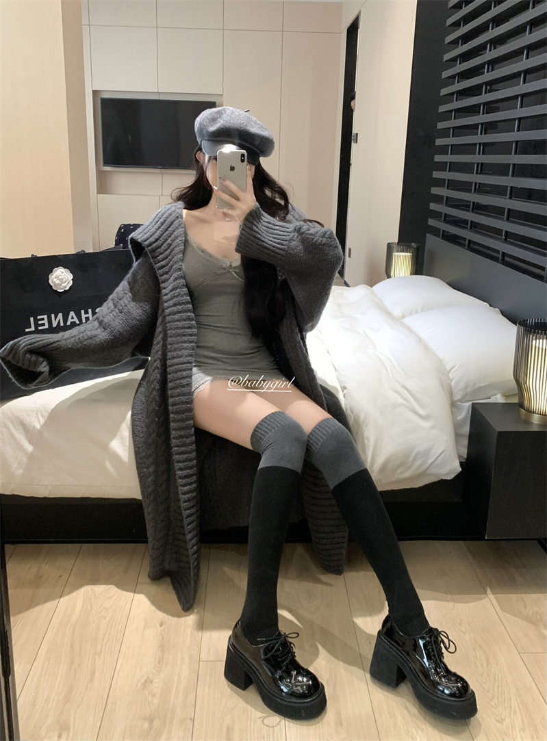 實拍 拼色過膝襪 秋冬款加厚微壓顯瘦高彈力長筒女士過膝襪