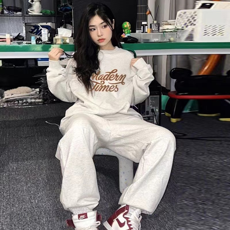 套裝女年輕遮肚潮流百搭韓系休閒時尚運動服2023春秋季兩件套