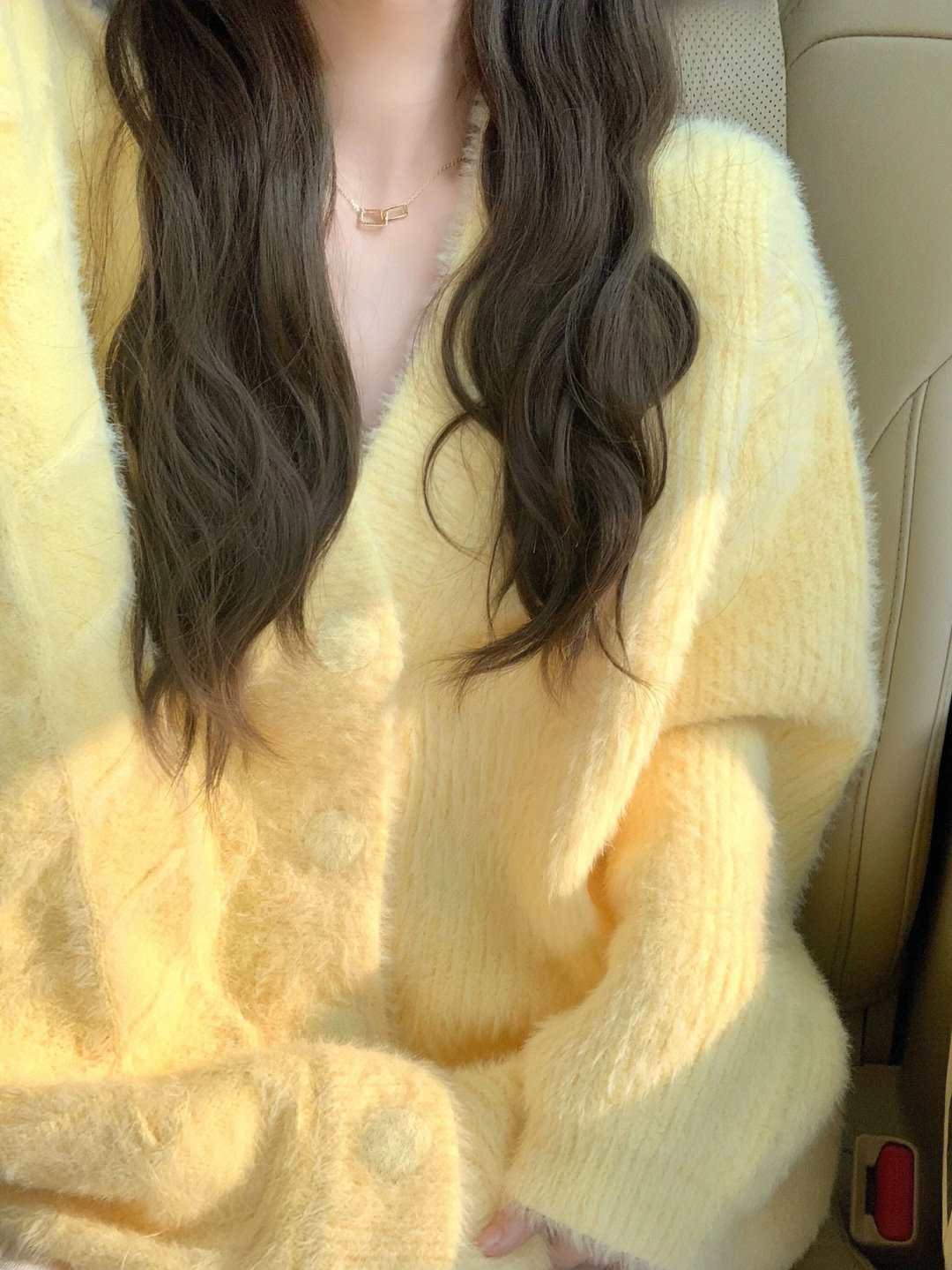 溫柔風奶黃色針織開衫女秋冬寬鬆慵懶水貂絨軟糯毛衣外套上衣秋季