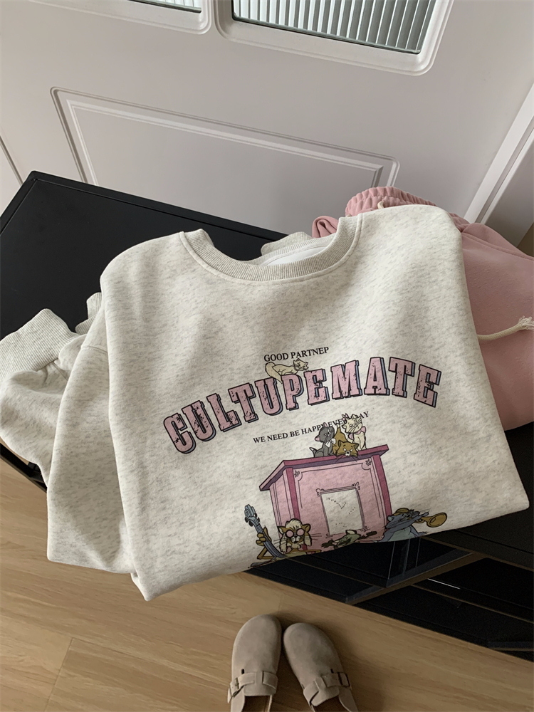 2023 new fashion student wear velvet 250g / large sweatshirt round neck autumn and winter sweatshirt for women plus velvet