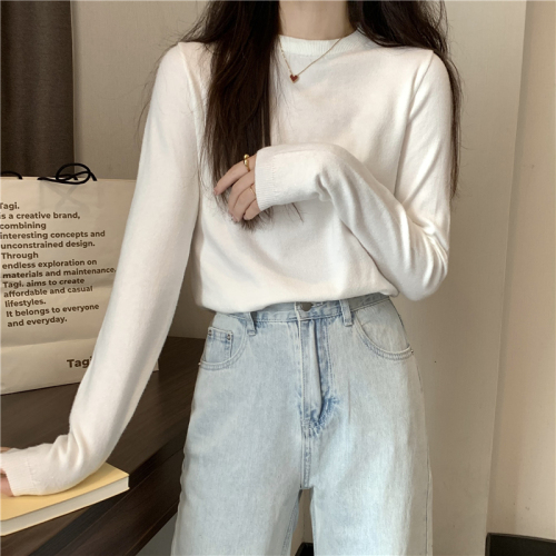 Real shot of the new autumn and winter must-have loose pullover long-sleeved sweater women's base top