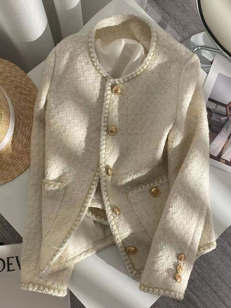 春秋季新款高級感法式氣質名媛圓領小香風外套女裝短款開衫上衣潮