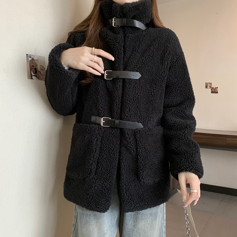 Actual shot of new sherpa coat for women, Korean style loose thickened mid-length coat