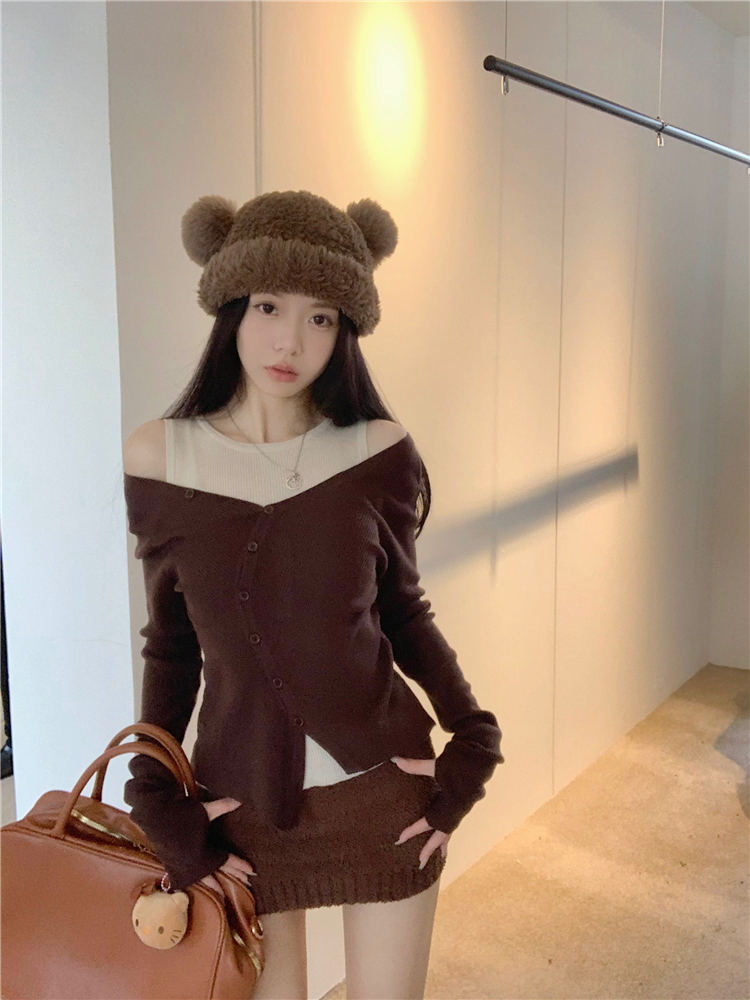 實拍~兩穿針織衫女秋季開會背心修身顯瘦內搭打底衫長袖上衣