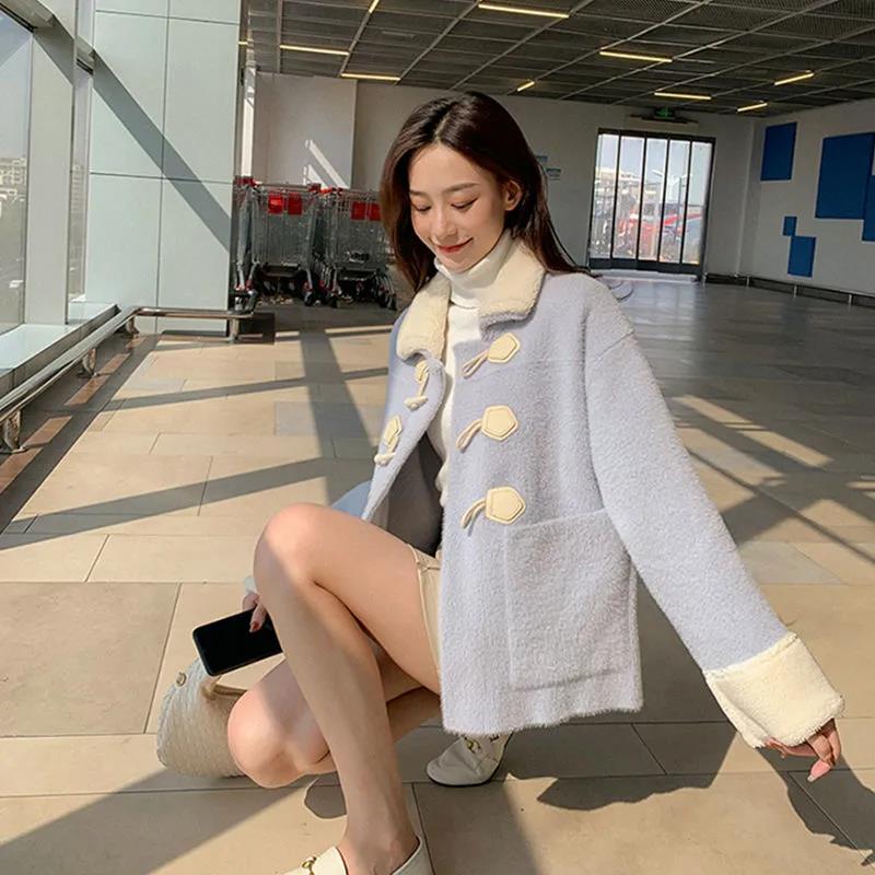 Imitation mink velvet coat women's short loose winter coat women's winter coat coat women's winter woolen coat women